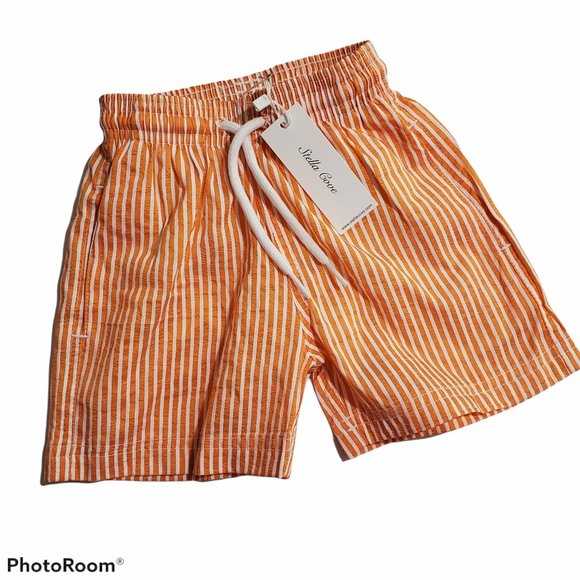 Stella Cove Other - Stella Cove Orange Striped Swim Trunks NWT Size 12 Months Baby Boy